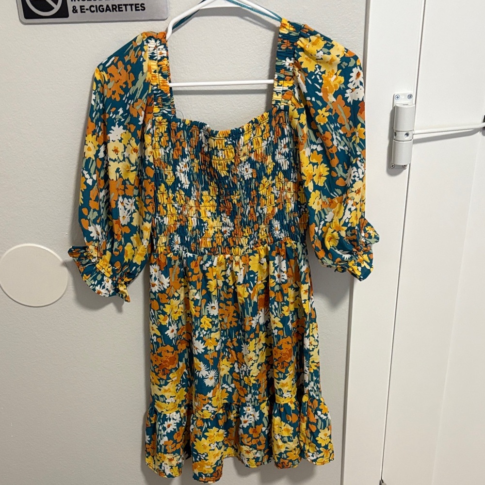 Jessica Simpson Yellow and Orange Floral Dress